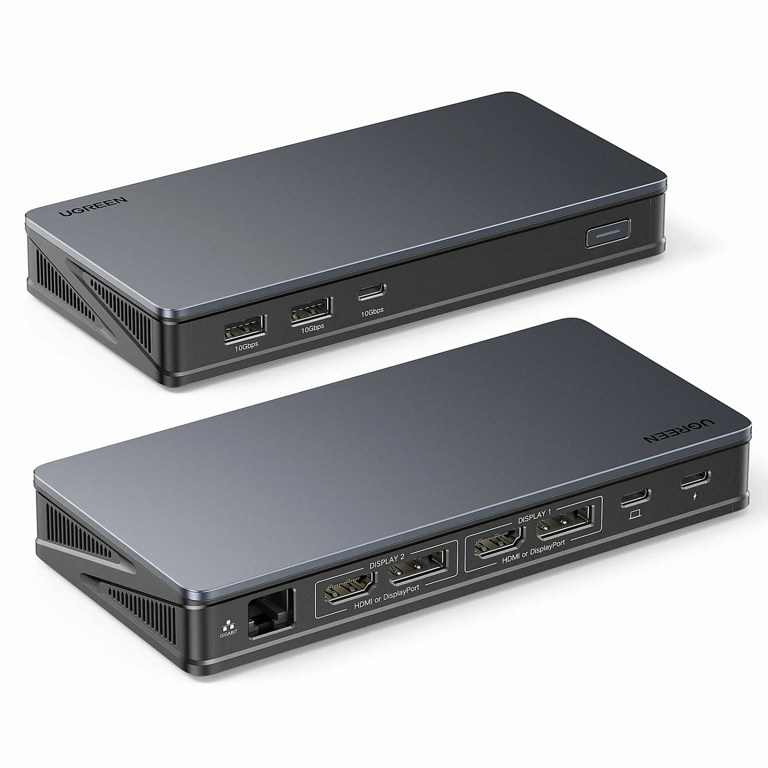 90912 Док-станция UGREEN CM615 Revodok Pro 9-in-1 USB-C - 2xUSB-A 3.2, 2xUSB-C 3.2, 2xHDMI 4K 60Hz, 2xDP 4K 60Hz, LAN 1Gbit, PD 100W